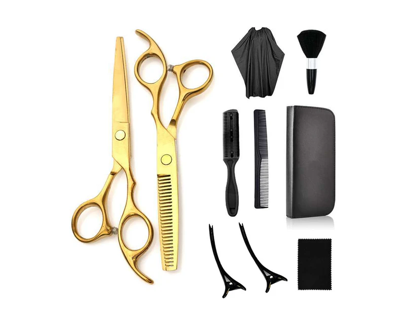 10 PCS Hair Cutting Scissors Set, Professional Haircut Scissors Kit for Barber, Salon, Home-black