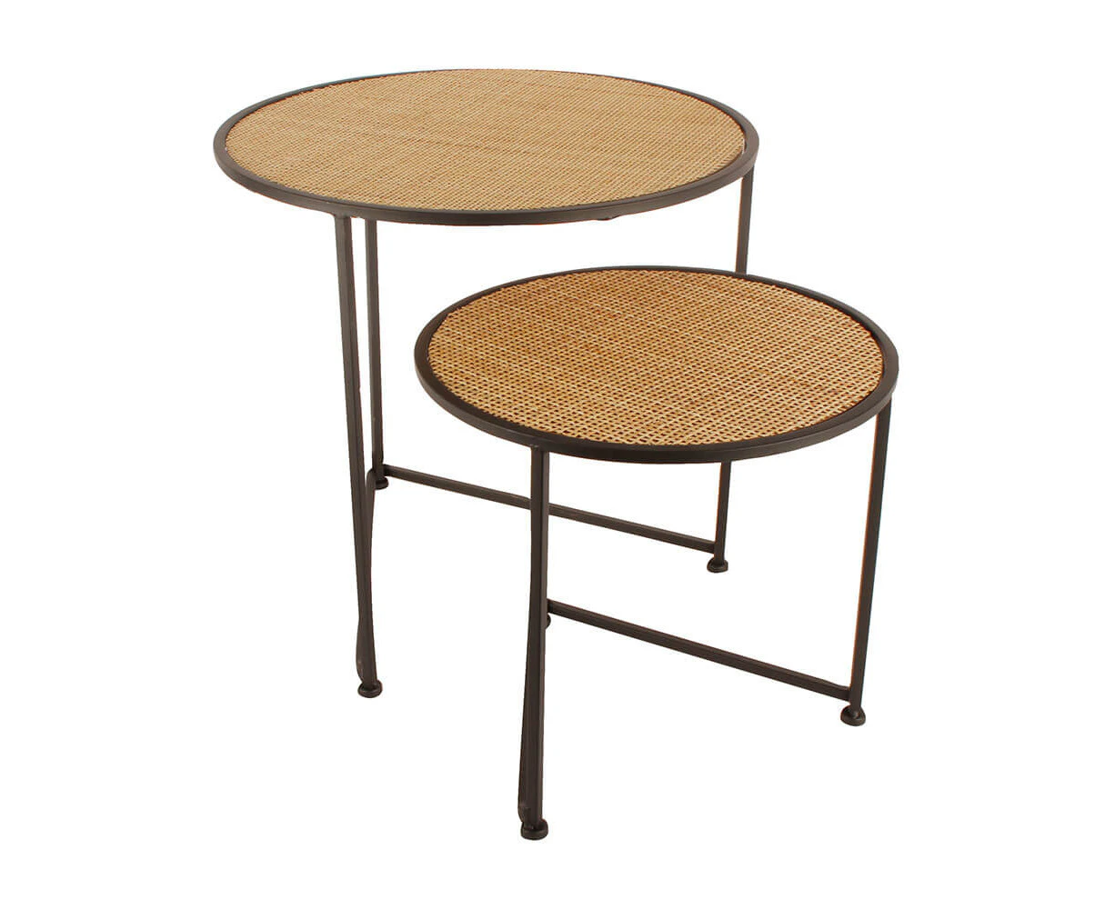 2pc Maine & Crawford Lieo 36/46cm Round Nesting Side Table Furniture Matte Black