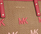 Michael Kors Carter Large Logo Embroidered Straw Tote Bag - Dahlia Multi