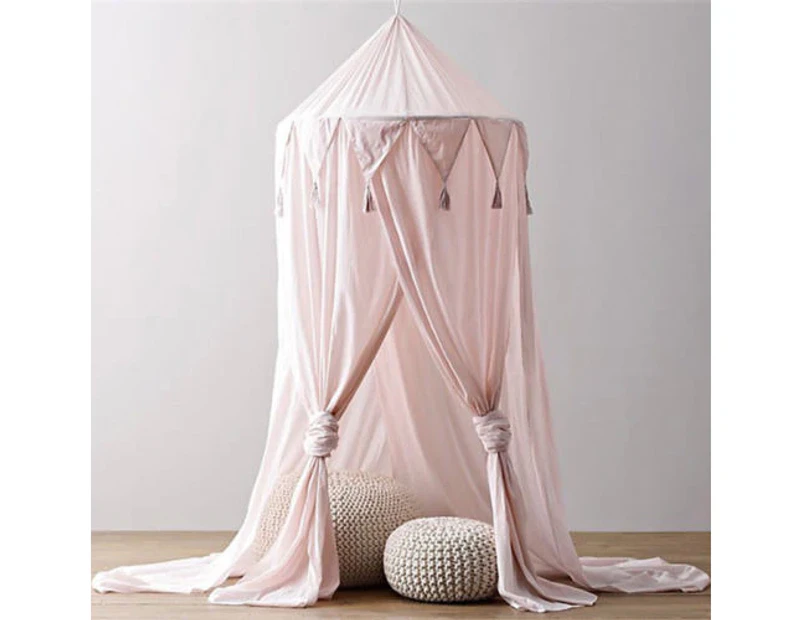 Bed Canopy for Kids Baby Bed, Round Dome Kids Indoor Outdoor Castle Play Tent Hanging House Decoration Reading Nook Cotton Canvas Coral