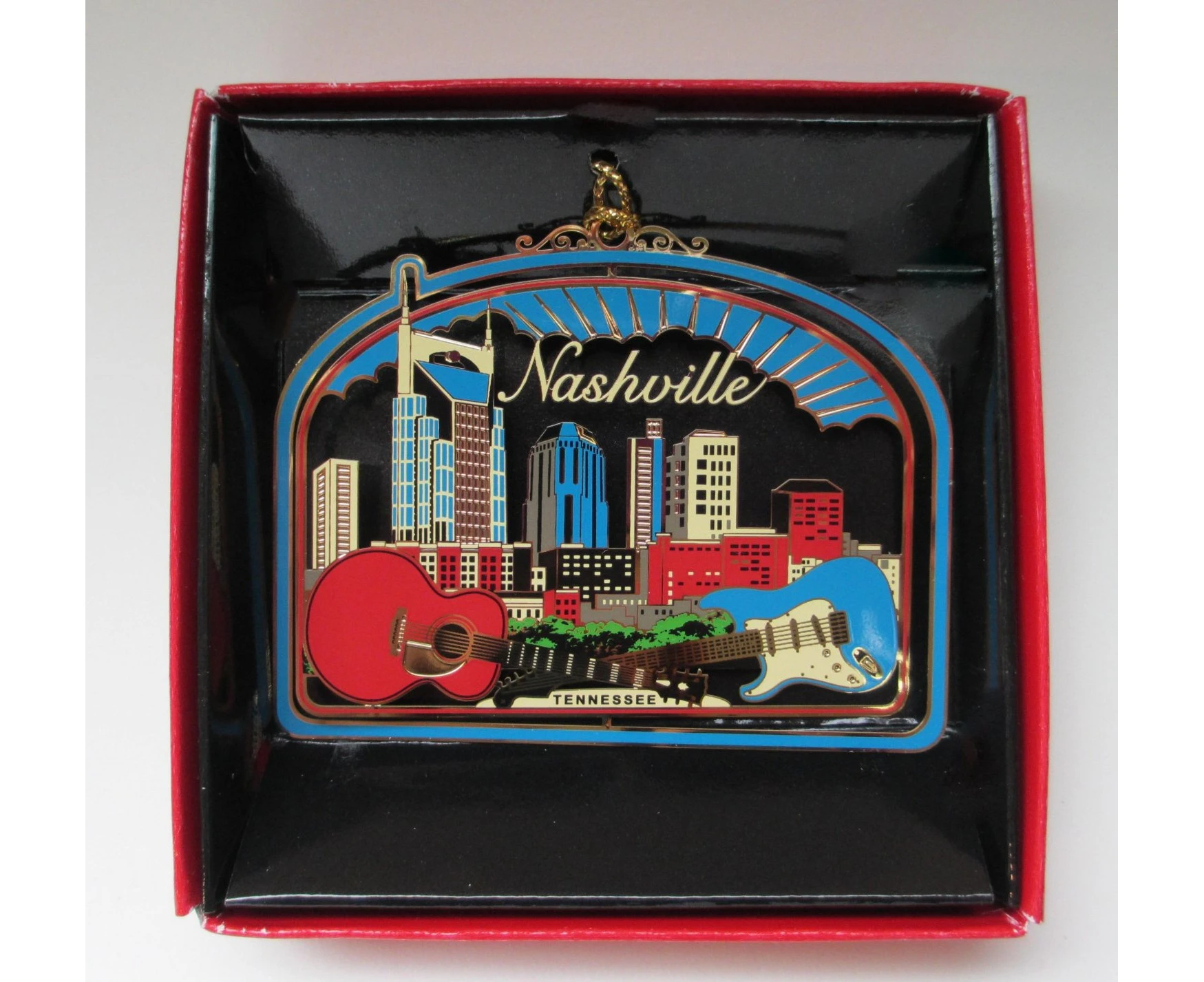 Nashville Tennessee Christmas ORNAMENT Souvenir Gift City Skyline Guitars