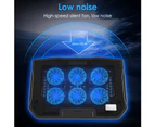 2 USB Ports Six Cooling Fans Laptop Cooler Pad Notebook Stand for 14/15.6Inch