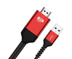 2m Adapter Cable 3-in-1 Micro USB Type-C to HDMI-compatible TV AV Adapter 1080P Cable for iPhone - Red