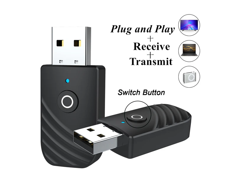 Bluetooth 5.0 Audio Receiver Transmitter 3 in 1 USB Wireless Adapter for TV Car