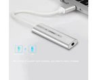 2 in 1 External Sound Card USB to 3.5mm 7.1 Audio Earphone Microphone Adapter - Silver