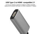 Video Adapter Portable High Resolution 8K USB-C to HDMI-compatible Video Cable Converter for Thunderbolt 3