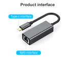 USB Ethernet Adapter Universal Plug and Play TPE USB-C to RJ45 Gigabit Lan Converter Cable for Notebook - Grey