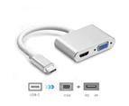 Type C USB C to VGA HDMI-compatible Adapter 2 in 1 Portable Converter Docking Station for Computer