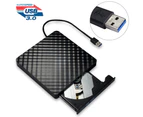 Rhombus External USB 3.0 High Speed Slim DVD Drive Reader Writer for Laptop PC - Black