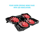 Four Fans 2 USB Ports Laptop Cooler Cooling Pad Notebook Stand for 14-17Inch - Black