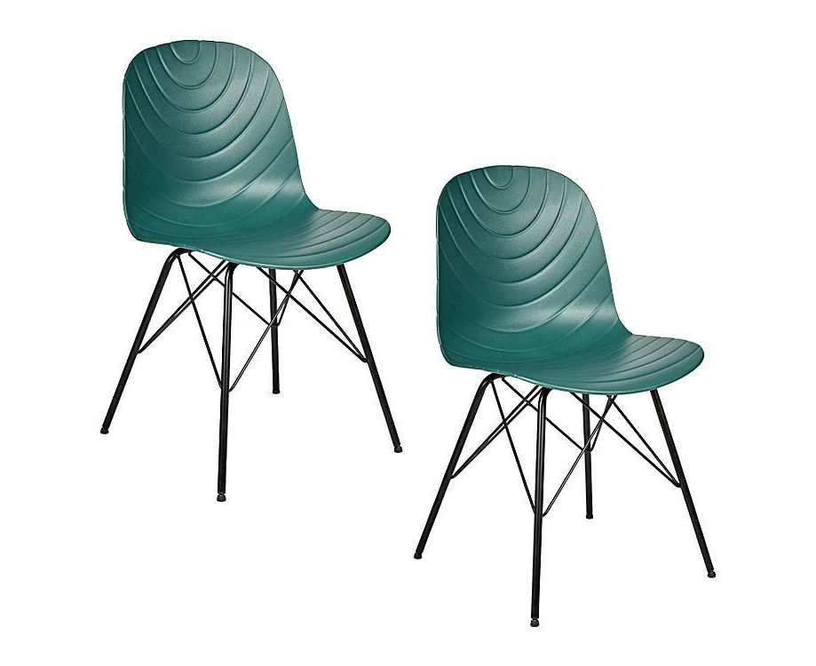 Set of 2 Modern Republica Dining Chair Living Office Furniture Seat Scandi - Dark Green