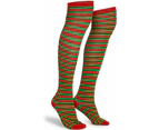 10x Christmas Over The Knee Socks Red Green Xmas Candy Cane Striped Elf Bulk