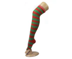 10x Christmas Over The Knee Socks Red Green Xmas Candy Cane Striped Elf Bulk