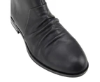 Hush Puppies Women's Hayworth Leather Heels Ankle Boots with Zip Shoes - Black