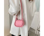 Bestjia Mini Top-Handle Bag Adjustable Strap Button Solid Color Square Ins Style Lipstick Purse Crossbody Bag for Daily Life - Pink