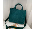 Bestjia Shoulder Bag Solid Color Storage Corduroy Korean Style Multipurpose Crossbody Bag for Daily Life - Green
