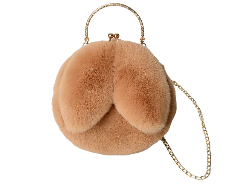 Bestjia Women Cute Rabbit Ears Faux Fur Crossbody Chain Shoulder Bag Pouch Purse Handbag - H