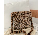 Bestjia Crossbody Bag Women Leopard Print Plush Soft Shoulder Messenger Bag Shopping Bag - Light Brown