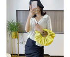 Bestjia Women Fashion Cloud Pleated Puffy Crossbody Shoulder Pouch Tote Bag Handbag - Beige