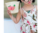 Bestjia Straw Fashion Children Mini Cartoon Wallet Beach Crossbody Shoulder Hanging Bag - 2 Bluegreen