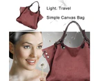 Bestjia Fashion Women Solid Color Zip Tote Handbag Shoulder Crossbody Pouch Canvas Bag - Black
