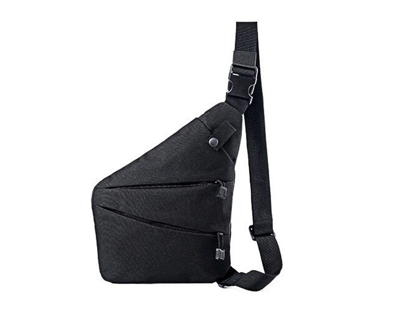 Bestjia Single Shoulder Bag Adjustable Strap Multi-function Men Wear Resistance Zipper Left/Right Shoulder Bag for Climbing - Right Shoulder Black