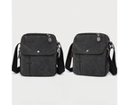 Bestjia Men\'s Outdoor Travel Canvas Shoulder Bag Casual Crossbody Zipper Tote Handbag - Black