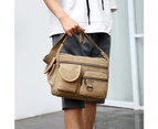 Bestjia Retro Canvas Large Capacity Men's Outdoor Casual Single Shoulder Crossbody Bag - Brown
