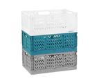 12 x COLLAPSIBLE 6.3Lt STORAGE BASKETS Stackable Organiser Containers Drawer Box Foldable Bins Basket Bins Wardrobe Closet Organizer Cloth Basket