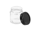 GLASS MASON JARS w/ BLACK LID [48 Pack] 240mL Storage Containers Wedding Favours Canning Conserve Preserving Honey Herbs Spice Jam Jars Party Shower