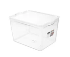 3 x LARGE CLEAR STORAGE BINS WITH LIDS | Kitchen Pantry Home Storage Containers  Bathroom Vanity Cabinet Organizer Multi-Purpose Crystal Clear Tray