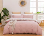 Dreamaker Cottage Flower Cotton Reversible Quilt Cover Set - Pink