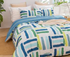 Dreamaker Rio Stripes Cotton Reversible Quilt Cover Set - Blue
