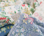 Dreamaker Olivia Floral Cotton Reversible Quilt Cover Set - Blue/White