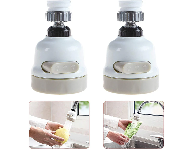Set of 2 Movable Kitchen Tap Heads, Tap Aerator Water Saver Aerator Tap 360 Rotation, Splash-proof Tap with Filter