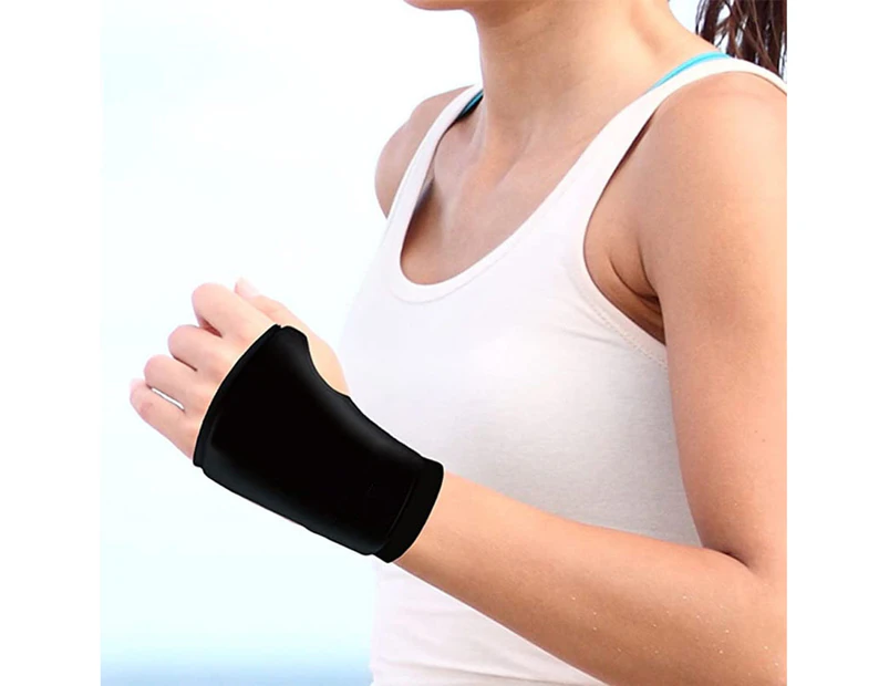 1Pc Wrist Wrap Cold Compress Ice Gel Good Permeability Sweat-proof High Elasticity Pain Relief Stretchable Wrist Hand Support Thumb Bra-Black