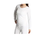 Ladies Merino Wool Blend Long Sleeve Thermal Spencer Top Underwear Thermals - Beige