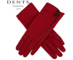 Dents Womens Plain Wool Gloves w Contrast Piping And Bow Ladies - Berry/Berry