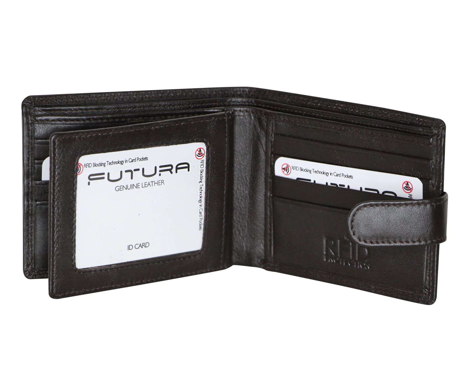 Futura Mens RFID Leather Fold Over Wallet - Brown