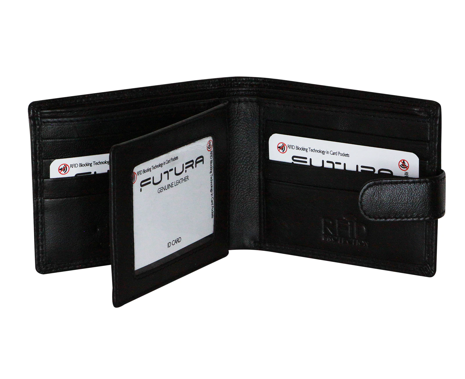 Futura Mens RFID Leather Fold Over Wallet - Black