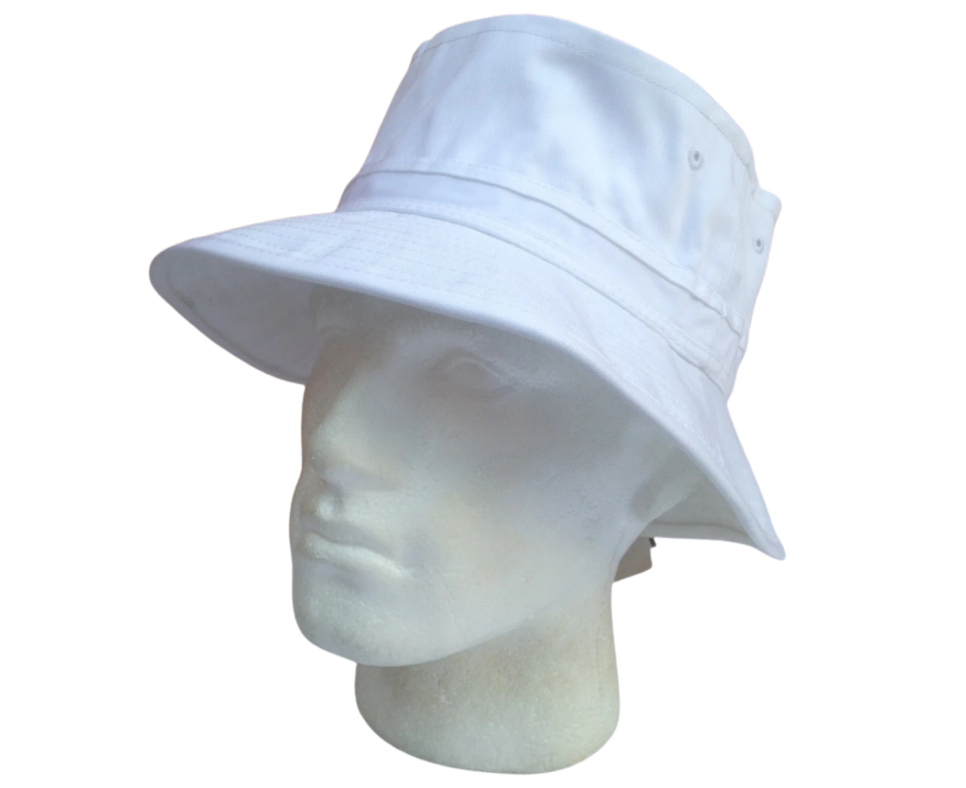 DENTS 100% ORGANIC Cotton Bucket Hat Black White Fisherman Fishing Sun Cap Plain - White