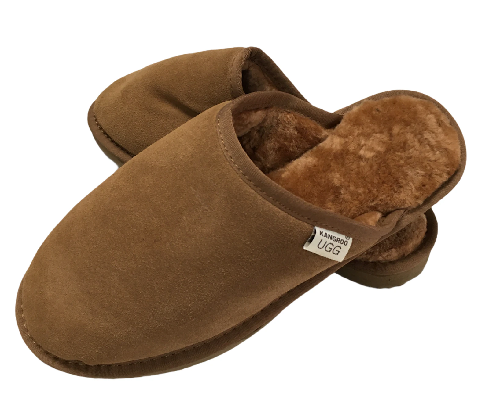 100% Australian Merino Sheepskin Scuffs Moccasins Slippers Winter Slip On UGG - Men's - Chestnut