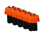 5x HI VIS Polo Shirt Top Tee Safety Workwear Short Sleeve Breathable Mesh BULK - Orange/Navy