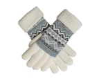 Dents Womens Fair Isle Knitted Gloves Warm Winter Premium Knit - Winter White/Duck Egg