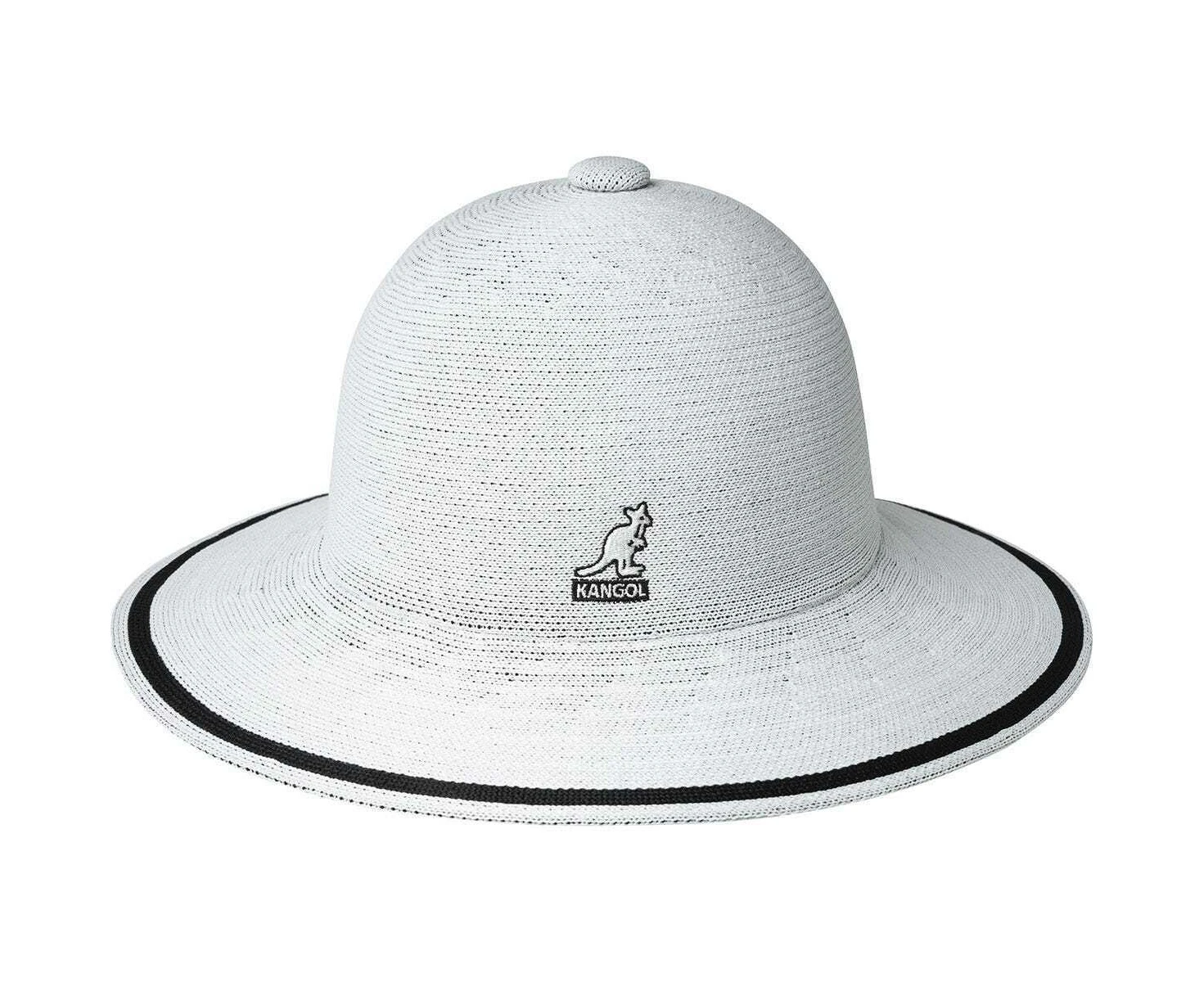 Kangol Womens Tropic Wide Brim Stripe Casual Lightweight Bucket Hat - White