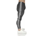 Mens Skinny Striped Track Pants Joggers Gym Casual Sweat Cuffed Trackies Fleece - Charcoal Marle/White Stripe