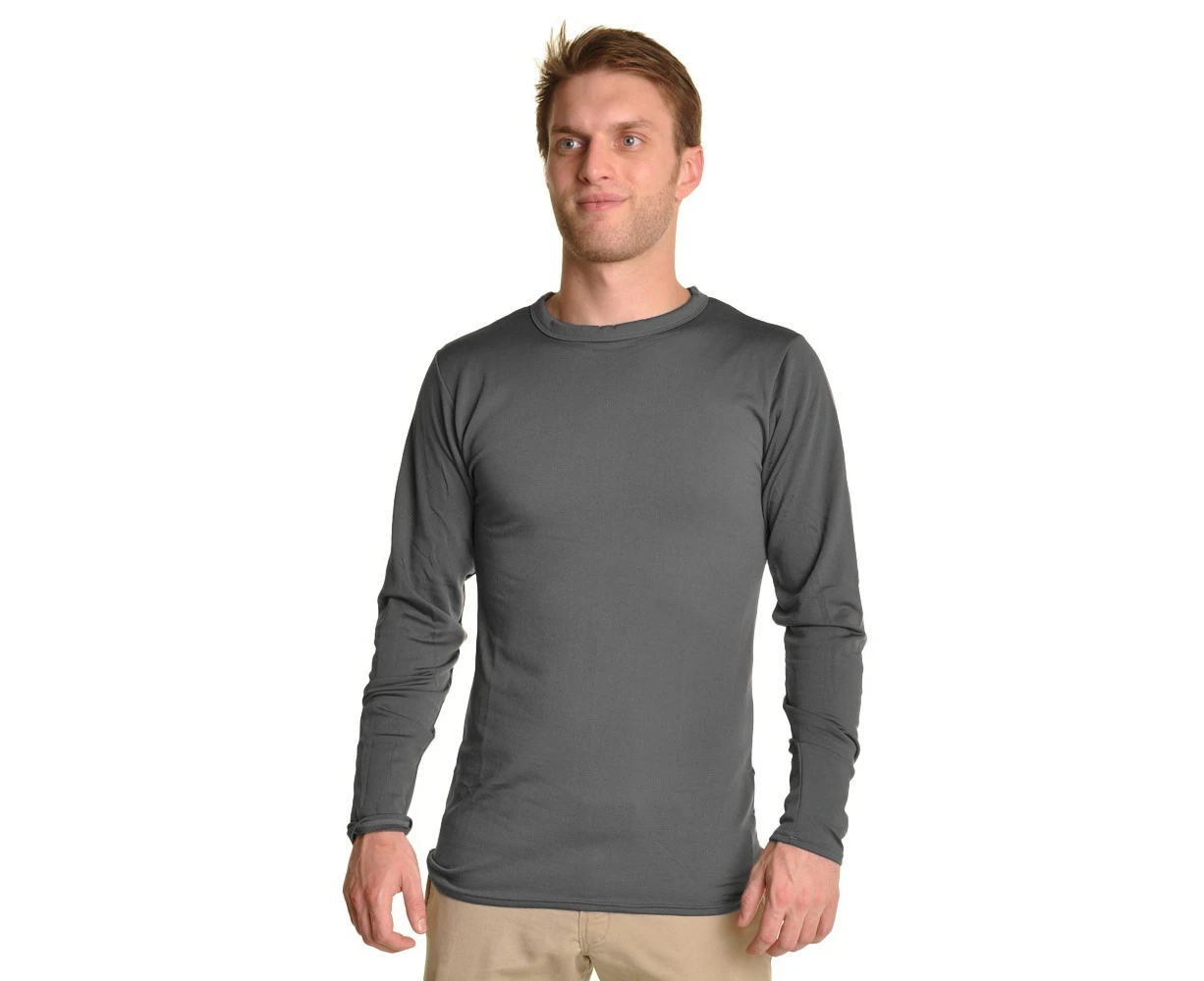 Men's Thermal Top w/ Brushed Interior Warm Winter Fleece Baselayer - Grey