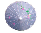 PARASOL UMBRELLA Chinese Japanese Bamboo Flower Pattern Fabric 80cm Diameter - White