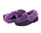 100% Australian Merino Sheepskin Moccasins Slippers Winter Casual Genuine Slip On UGG - Purple