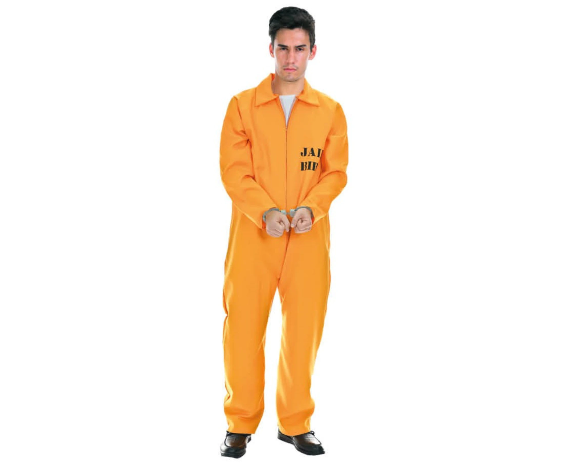 Adult Prisoner Costume Halloween Jail Convict Adult Outfit Orange Long Sleeve